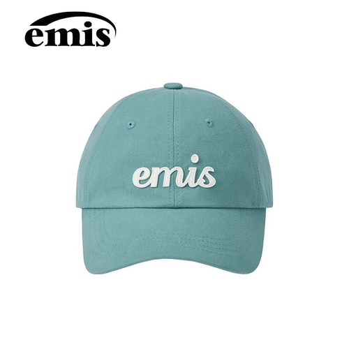 emis帽子贴布手写体棒球帽女奶油色鸭舌帽男百搭休闲软顶运动帽 - 图1