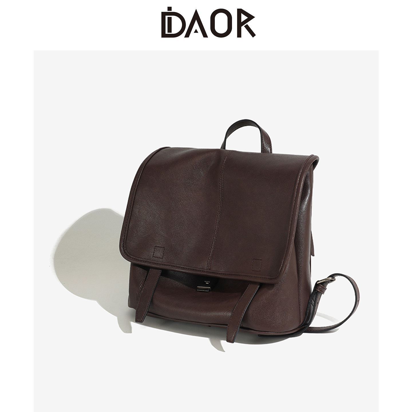 DAOR植鞣羊皮信使系列双肩包女2025新款真皮上班通勤休闲电脑背包 - 图1