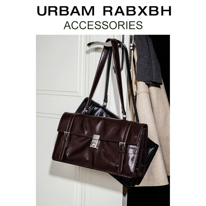 复古油蜡牛皮通勤公文包2025春季新款大容量法棍腋下包斜挎小方包,淘宝优惠券,粉丝福利购,淘宝优惠卷