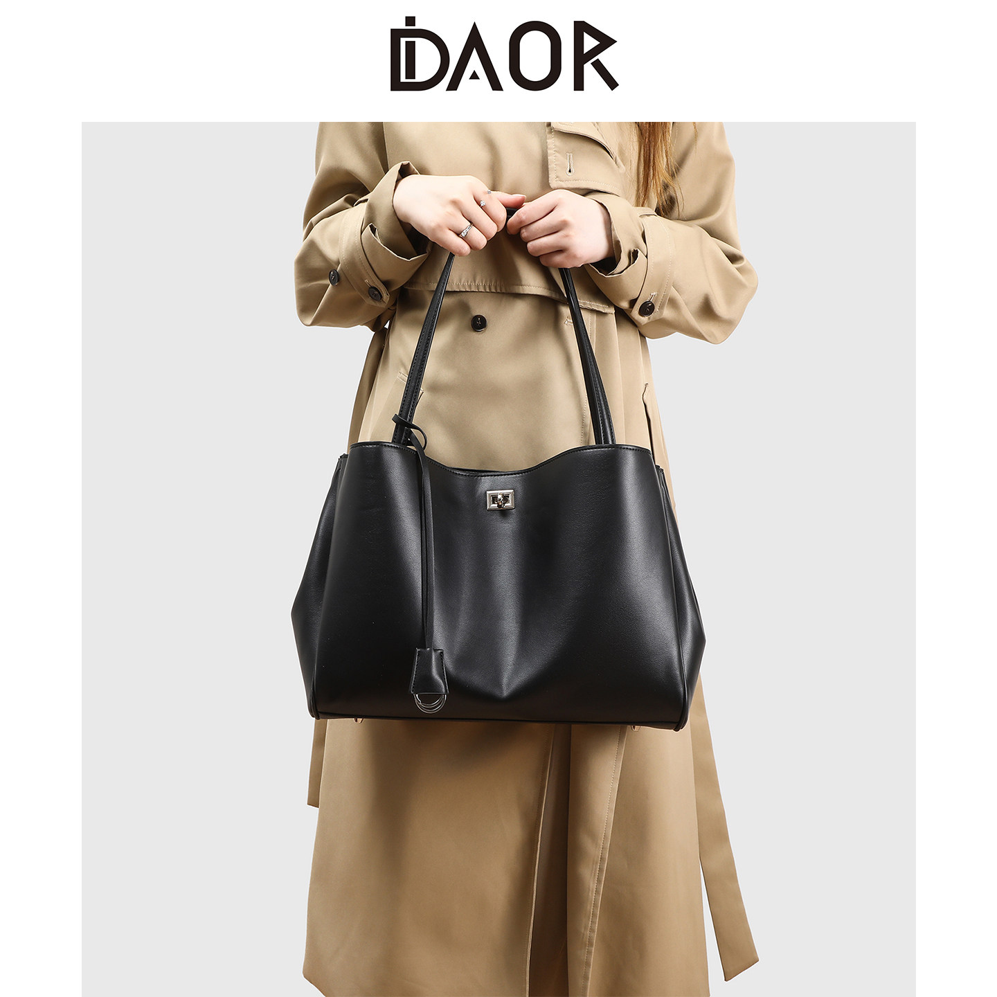 DAOR牛皮大容量凯莉托特包女通勤百搭手拎包包时尚百搭单肩腋下包,淘宝优惠券,粉丝福利购,淘宝优惠卷