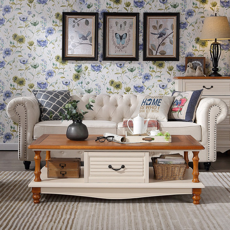 地中海茶几长方形简约客厅小户型实木烤漆美式茶几电视柜组合套装,淘宝优惠券,粉丝福利购,淘宝优惠卷