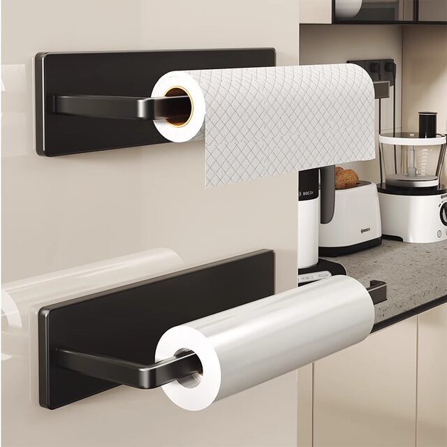 No punch hook cabinet roll paper storage rack