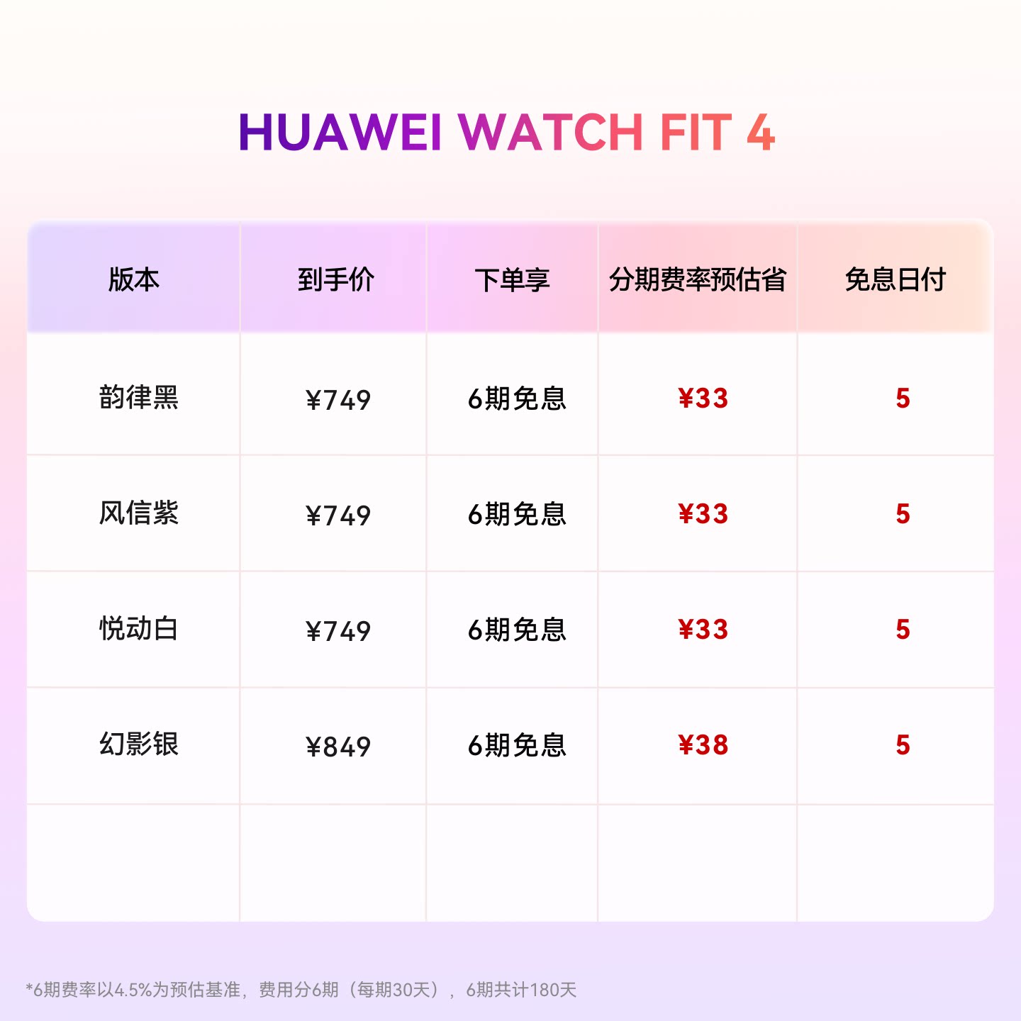 【国补】华为WATCH FIT 4