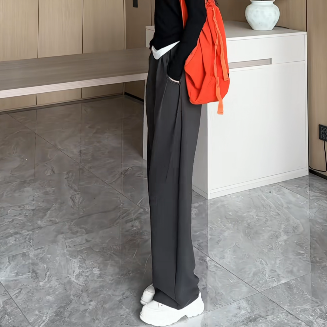 灰色高腰显瘦修身松紧腰直筒弯刀裤女春夏新款百搭舒适垂感休闲裤,淘宝优惠券,粉丝福利购,淘宝优惠卷