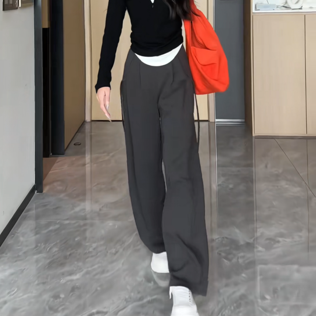 灰色高腰显瘦修身松紧腰直筒弯刀裤女春夏新款百搭舒适垂感休闲裤,淘宝优惠券,粉丝福利购,淘宝优惠卷