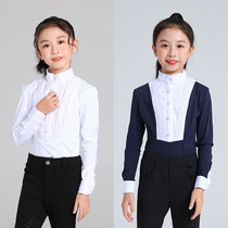 Children Equestrian Long Sleeve Shirt Girl Riding Training Competition Clothing Infit Horse Riding Kit White Speed Dry T-shirt