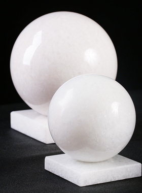 天然白玉石摆件大圆石春风水球苏民峰招财镇宅靠山现代客厅装饰