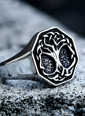 朋克风钛钢共济会戒子网红潮牌