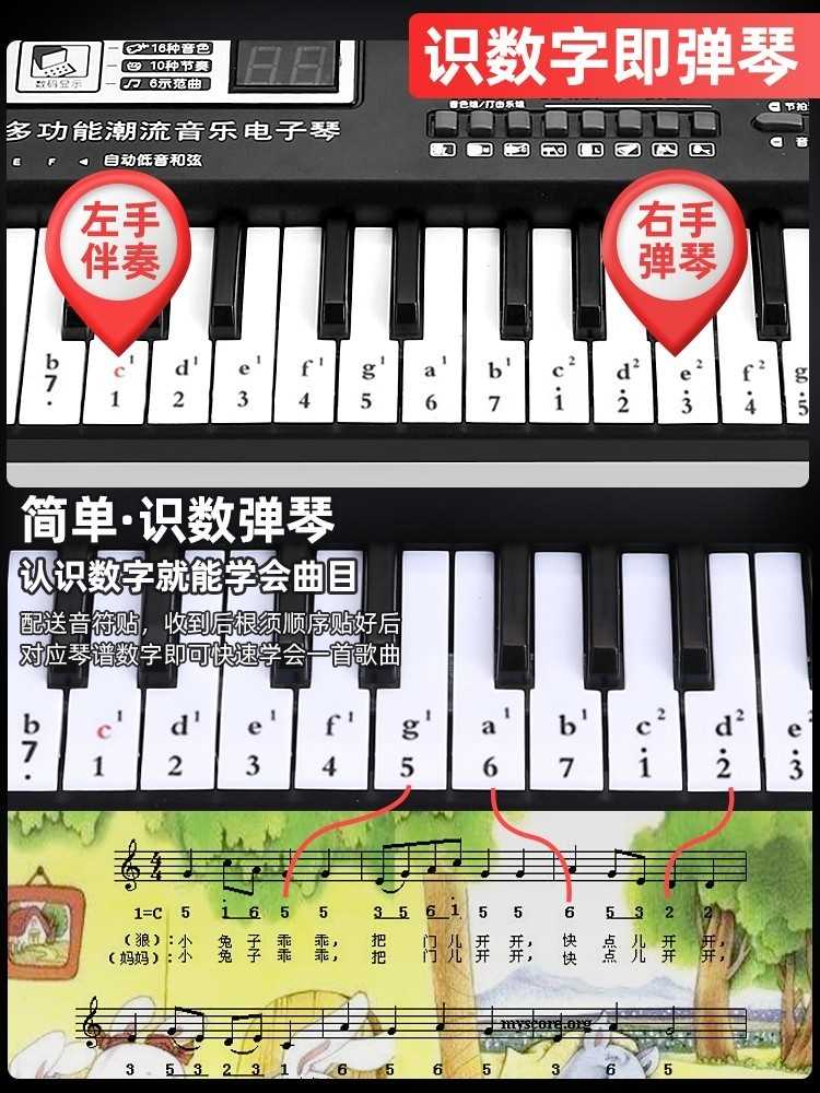 多功能电子琴男女孩儿童初学者61键钢琴家用宝宝3-6-12岁音乐玩具