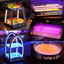 KTV Bar Luminous Fruit Tray Rack Fruit Parquet Snack Dish Stainless Steel Snack Snack Rack LED Creative Snack Dish