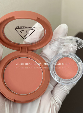 3ce哑光腮红小样mono pink裸粉Rose Belge蜜桃橘单色自然修容试色