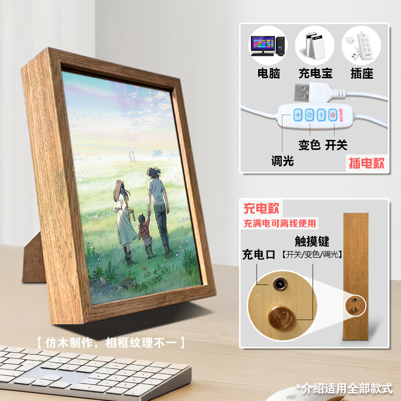 灯光画新海诚电影周边你的名字铃芽之旅恋爱情侣礼物氛围相框摆件,淘宝优惠券,粉丝福利购,淘宝优惠卷