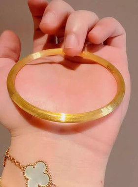黄金传承拉丝手镯金女包银999丝绒光圈实心镯子情人节送女友礼物