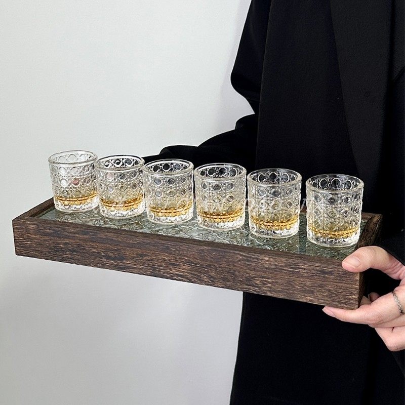 迷你白酒杯套装一口杯烈酒杯家用宝石纹小酒杯复古浮雕刻花玻璃杯,淘宝优惠券,粉丝福利购,淘宝优惠卷