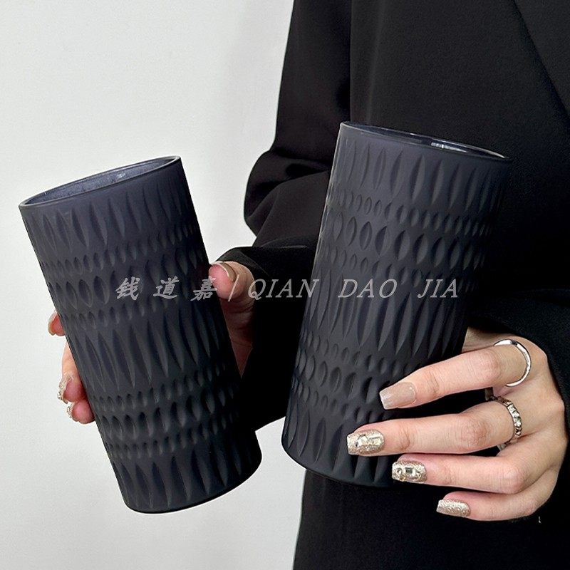 曜黑浮雕玻璃杯家用水杯果汁杯威士忌咖啡杯雨落浮雕牛奶杯啤酒杯,淘宝优惠券,粉丝福利购,淘宝优惠卷