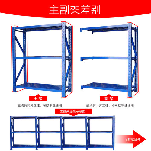 固全仓储货架中重型货架三层仓储家用中型库房仓库货架子承重280K - 图2
