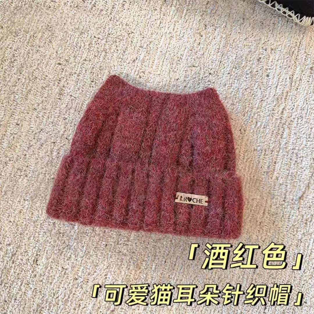 2025猫耳针织帽女秋冬新款保暖加厚毛线帽可爱减龄显脸小包头帽子,淘宝优惠券,粉丝福利购,淘宝优惠卷