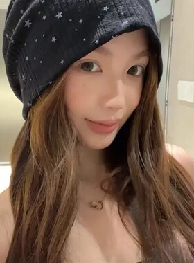 韩系满天星印花堆堆帽黑色竖纹肌理包头帽百搭素颜帽透气休闲帽子