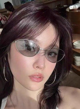复古欧美金属老钱风墨镜女透明灰色高级感方圆脸显瘦猫眼太阳镜潮