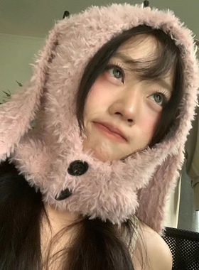 户外保暖超长兔兔耳朵毛绒帽子女生冬季可爱巴拉克拉法帽骑车护耳