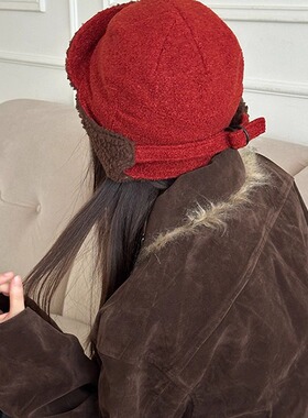 新款风面戴护耳帽子女冬防双防头保暖防寒雷锋帽户外出游飞行帽子