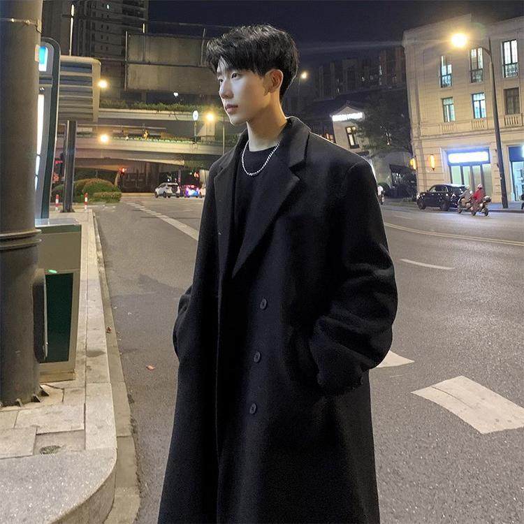 秋冬季西装领毛呢大衣男中长款加厚宽松过膝韩版风衣套装呢子外套,淘宝优惠券,粉丝福利购,淘宝优惠卷