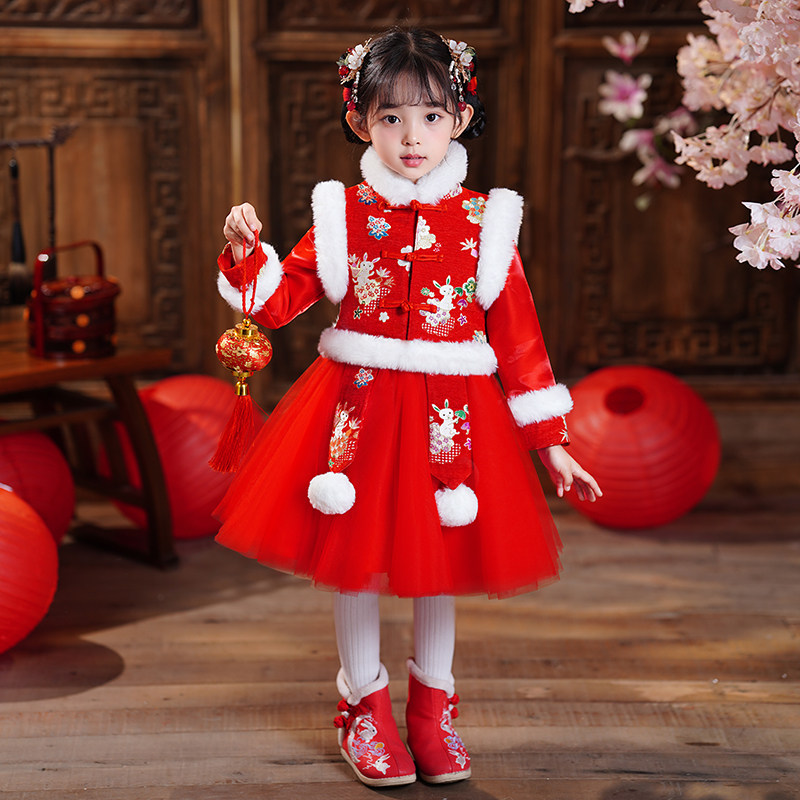 女童旗袍汉服公主连衣裙子秋冬装儿童装拜年服新年装冬季2025新款,淘宝优惠券,粉丝福利购,淘宝优惠卷