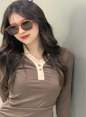 韩版大方框墨镜焦糖色大脸显瘦素颜神器女偏光防紫外线太阳眼镜男