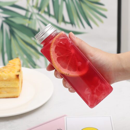 300ml 400ml 500ml铝盖塑料方瓶奶茶饮料果汁瓶一次性外卖酵素用 - 图1