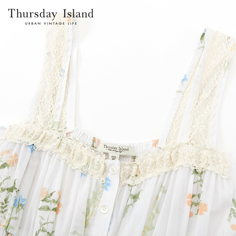 Thursday Island星期四岛屿夏森女别致温柔印花吊带衫T214MBL252W