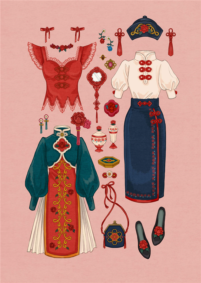 品图图书专营店现货fouatons 画集 すずらん通りの洋服店 魔法衣橱 铃兰大道的服装店 洋服店复古服饰配饰插画设计 日文原版3