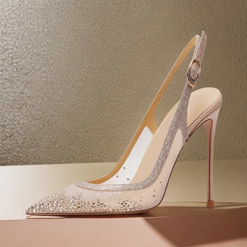 裸黑色网纱皇冠形状烫钻尖头后空绊带高跟凉鞋性感包头新款大码鞋,淘宝优惠券,粉丝福利购,淘宝优惠卷