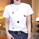 Heavy industry embroidery round neck short-sleeved T-shirt for women 2025 summer new style large size fat mm fashion versatile slim top trendy