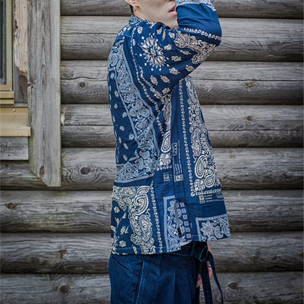 SONOFLOONG复古腰果花衬衫日系轻薄潮流 ict bandana tunic shirt-图2