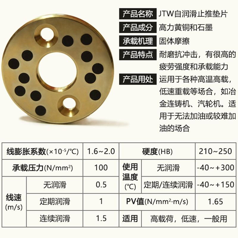 JTW/MPWZ耐高温铜合金止推垫片石墨无油自润滑复合平头垫片加工-图1