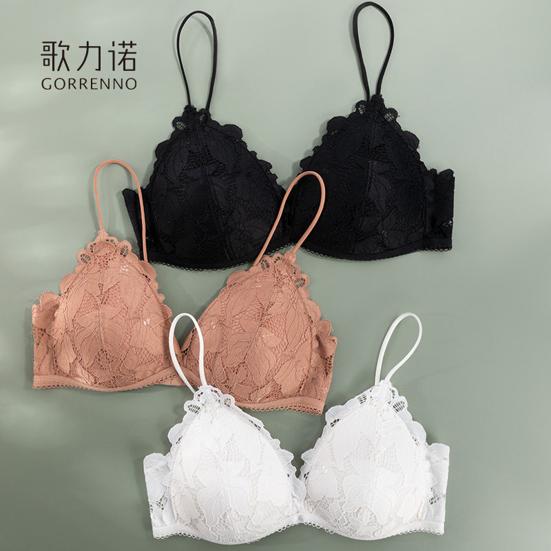 薄款白色蕾丝无钢圈法式性感内衣 歌力诺文胸