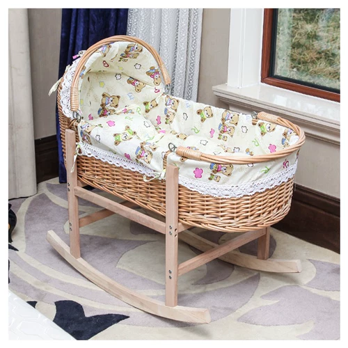 Детская колыбель для новорожденных, портативная корзина, экологичная коляска из натурального дерева