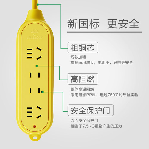 公牛防摔户外插座延长线排插线板带线工程地拖接线板10/20米长线 - 图1