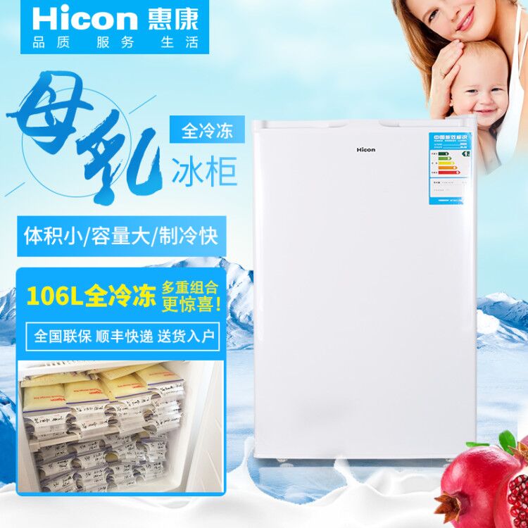 冷冻柜家用大型商用冻母乳储奶冰箱立式冷柜侧开门小冰柜 106L 惠康 冷冻柜家用大型商用冻母乳储奶冰箱立式冷柜侧开门小冰柜 106L 惠康