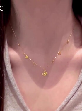 金色镂空蝴蝶项链秋冬毛衣链