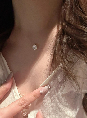 超隐形！爆闪莫桑钻透明鱼线项链