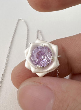 梦幻温柔紫烟花玫瑰项链