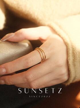 金色多层设计素圈圆圈戒指女