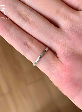 韩系中古银色素圈戒指女