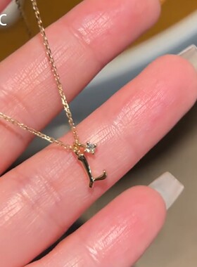 极简风金色字母L闪钻项链女