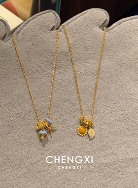 可爱蜻蜓蘑菇吊坠项链女