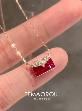 爆闪镶钻红色包包吊坠项链精