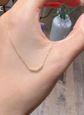 超闪排钻微笑金色项链