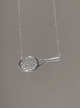 老钱风网球拍吊坠项链