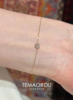 金色mini闪钻四叶草极细手链女